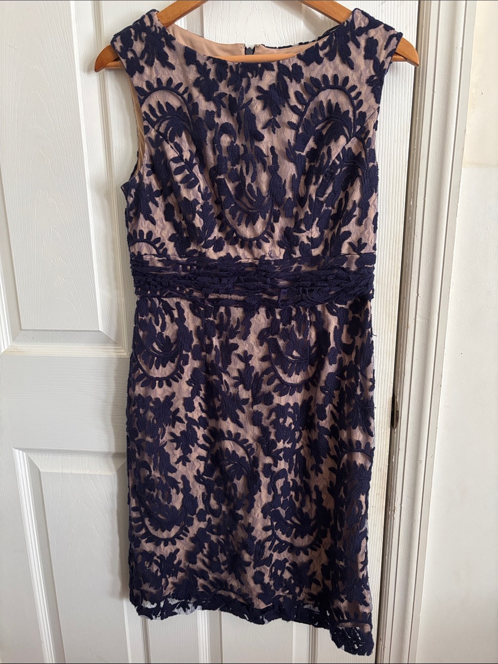 Adrianna Papell Navy and Cream Lace Overlay Girls' Dress